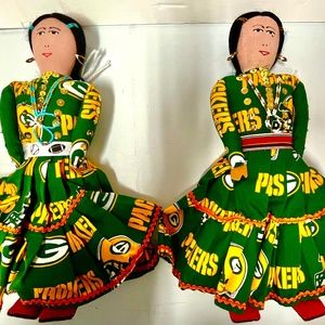 Handmade Navajo GREEN BAY PACKERS Set Of 2 Dolls